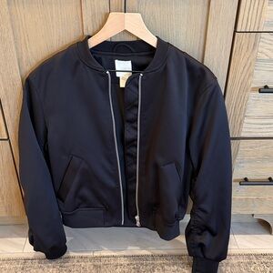 H&M Black Zip-Up Bomber Jacket